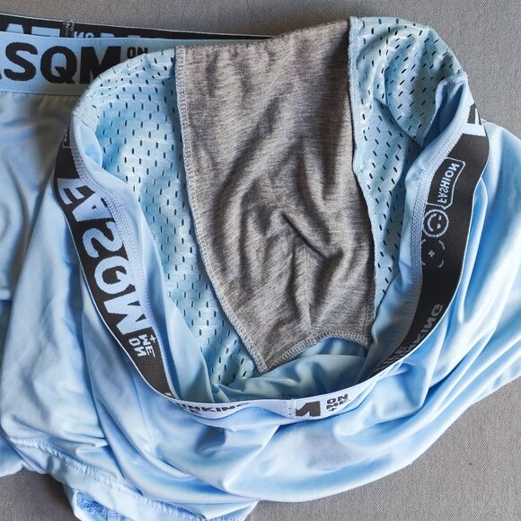 Underwear boxer brief for men's size XL baby blue synthetic silk NWOT lot 2 - Picture 4 of 9